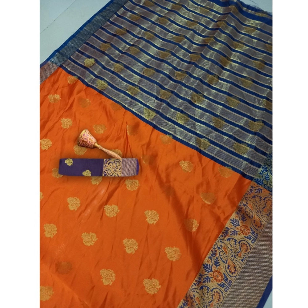 Seduva Women's Silk Blend Woven Saree With Unstitched Blouse 5.5Mtr (Orange)