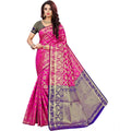 Seduva Women's Jacquard Woven Saree With Unstitched Blouse 5.5Mtr (Pink)