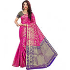 Seduva Women's Jacquard Woven Saree With Unstitched Blouse 5.5Mtr (Pink)