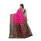 Seduva Women's Silk Blend Woven Saree With Unstitched Blouse 5.5Mtr (Pink-Beige)