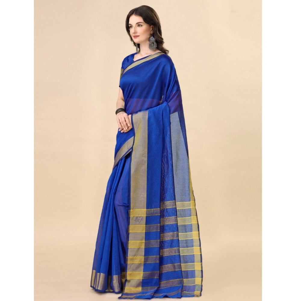 Seduva Women's Cotton Silk Striped Saree With Unstitched Blouse 5.5Mtr (Multicolor)