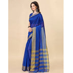 Seduva Women's Cotton Silk Striped Saree With Unstitched Blouse 5.5Mtr (Multicolor)