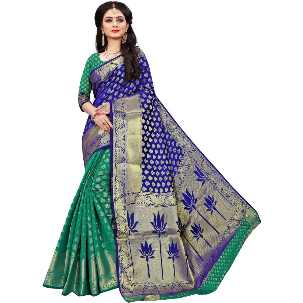 Seduva Women's Jacquard Woven Saree With Unstitched Blouse 5.5Mtr (Green)