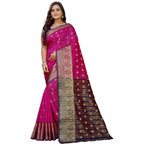 Seduva Women's Silk Blend Woven Saree With Unstitched Blouse 5.5Mtr (Purple-Pink)