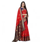 Seduva Women's Silk Blend Woven Saree With Unstitched Blouse 5.5Mtr (Red-Blue)