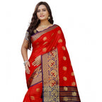 Seduva Women's Silk Blend Woven Saree With Unstitched Blouse 5.5Mtr (Purple-Red)