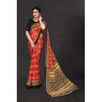 Seduva Women's Georgette Floral Print Saree With Unstitched Blouse 5.5Mtr (Red)