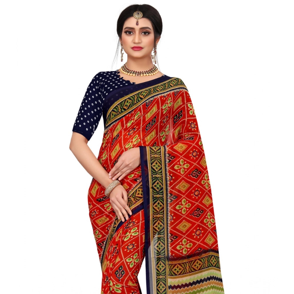 Seduva Women's Georgette Floral Print Saree With Unstitched Blouse 5.5Mtr (Multicolor)