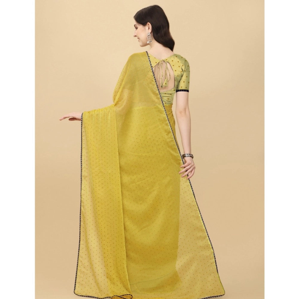 Seduva Women's Silk Blend Embellished Saree With Unstitched Blouse 5.5Mtr (Mustard)