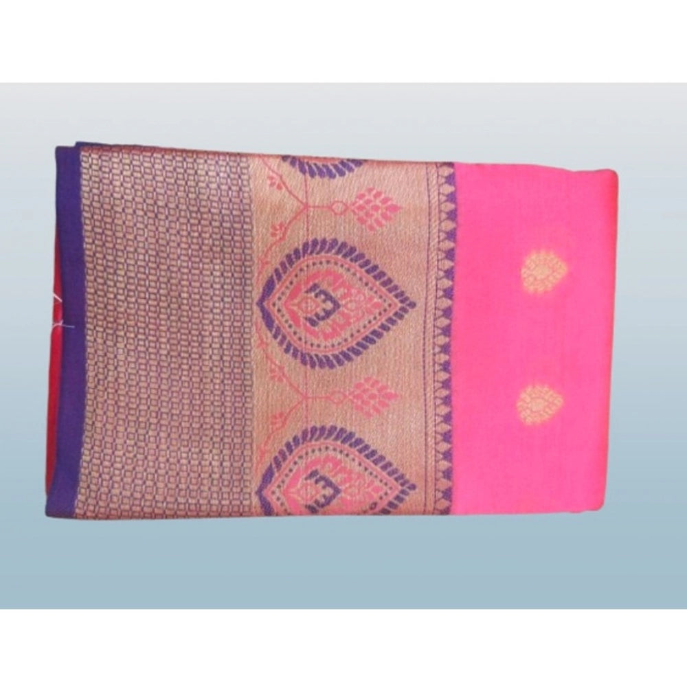 Seduva Women's Silk Blend Woven Saree With Unstitched Blouse 5.5Mtr (Pink)