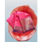 Seduva Women's Silk Blend Woven Saree With Unstitched Blouse 5.5Mtr (Pink)
