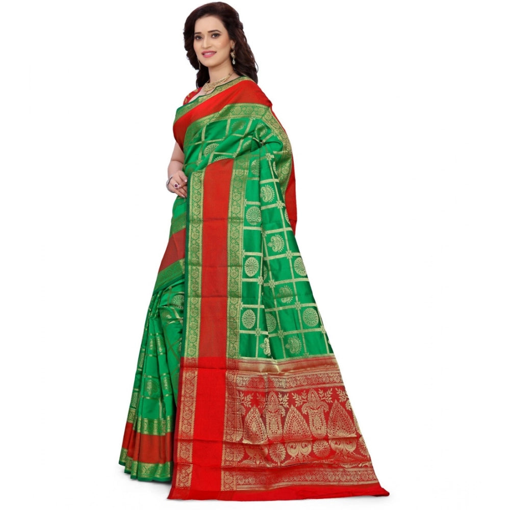 Seduva Women's Jacquard Woven Saree With Unstitched Blouse 5.5Mtr (Green)