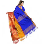 Seduva Women's Jacquard Woven Saree With Unstitched Blouse 5.5Mtr (Blue)