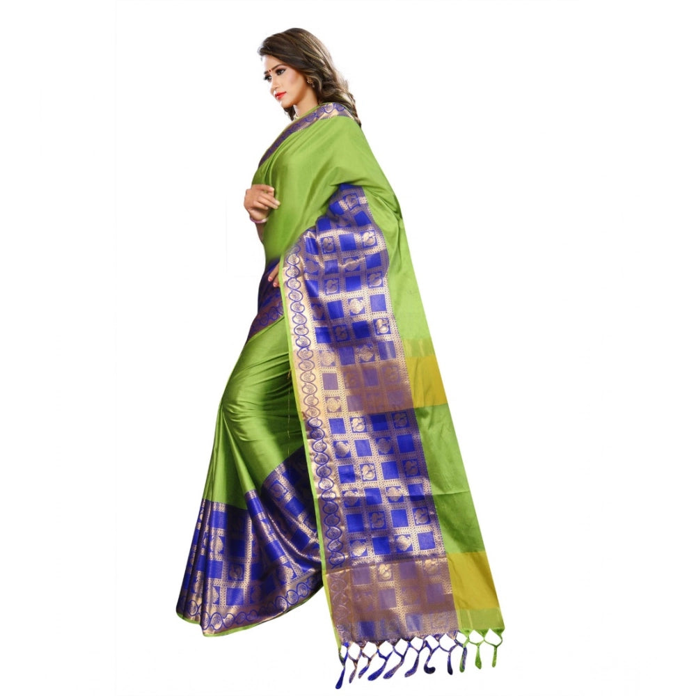 Seduva Women's Jacquard Woven Saree With Unstitched Blouse 5.5Mtr (Green)