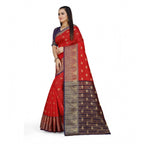 Seduva Women's Jacquard Woven Saree With Unstitched Blouse 5.5Mtr (Red)