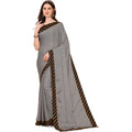 Seduva Women's Chiffon Self Design Saree With Unstitched Blouse 5.5Mtr (Silver)