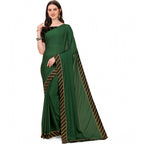 Seduva Women's Chiffon Self Design Saree With Unstitched Blouse 5.5Mtr (Green)