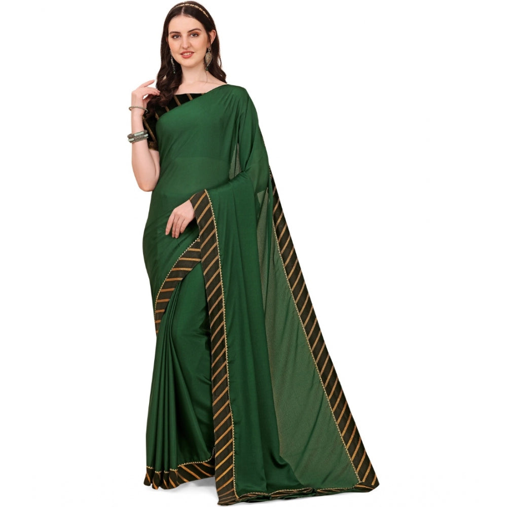 Seduva Women's Chiffon Self Design Saree With Unstitched Blouse 5.5Mtr (Green)