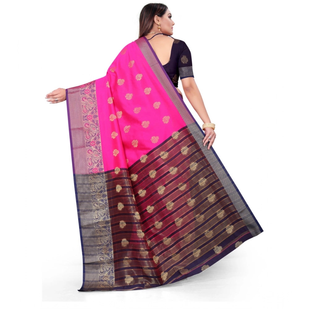 Seduva Women's Silk Blend Woven Saree With Unstitched Blouse 5.5Mtr (Pink)