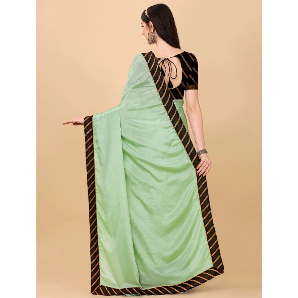 Seduva Women's Chiffon Self Design Saree With Unstitched Blouse 5.5Mtr (Light Green)