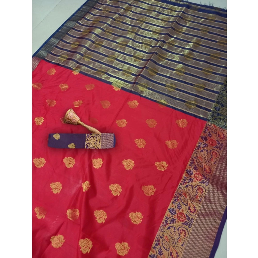 Seduva Women's Silk Blend Woven Saree With Unstitched Blouse 5.5Mtr (Red)