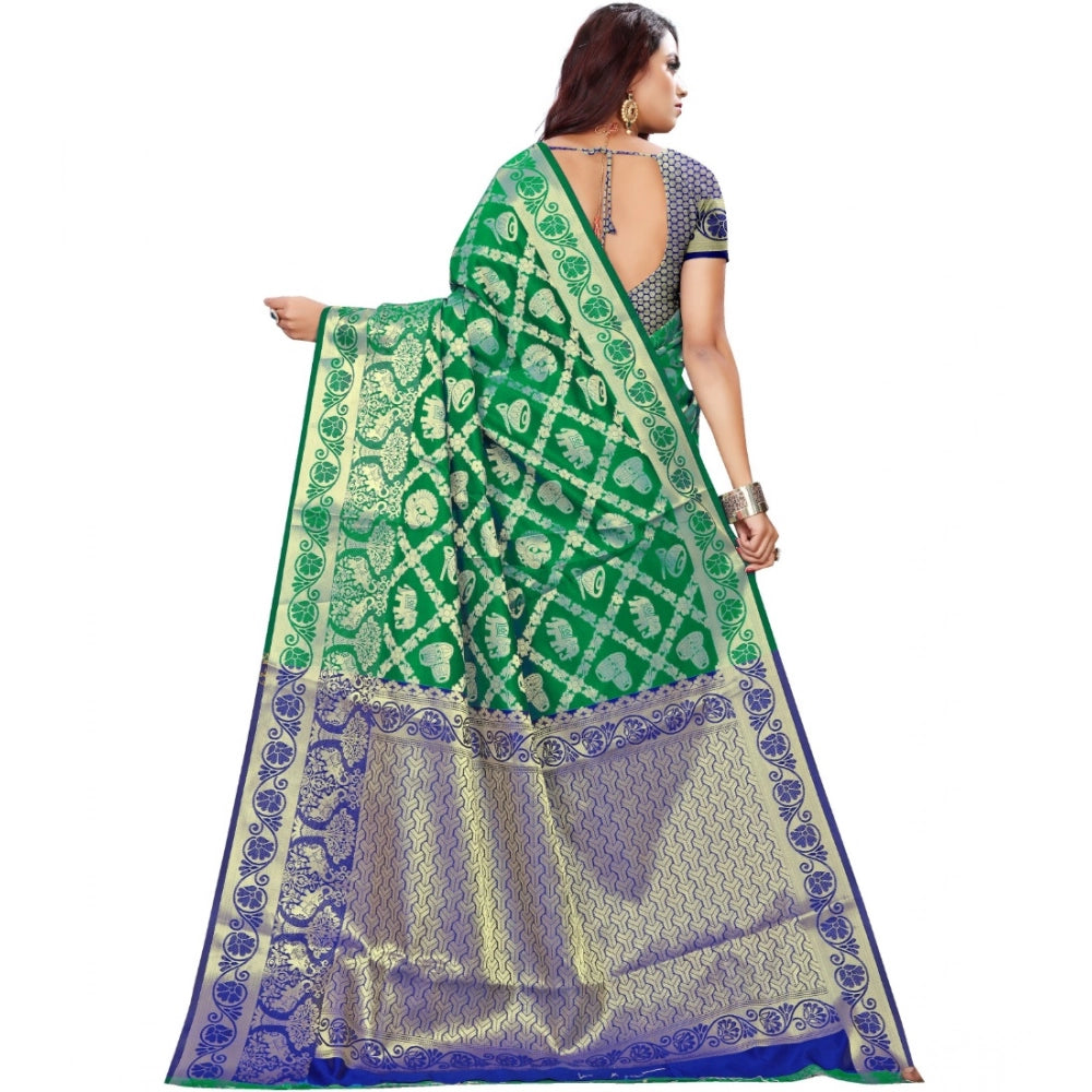 Seduva Women's Jacquard Woven Saree With Unstitched Blouse 5.5Mtr (Green)