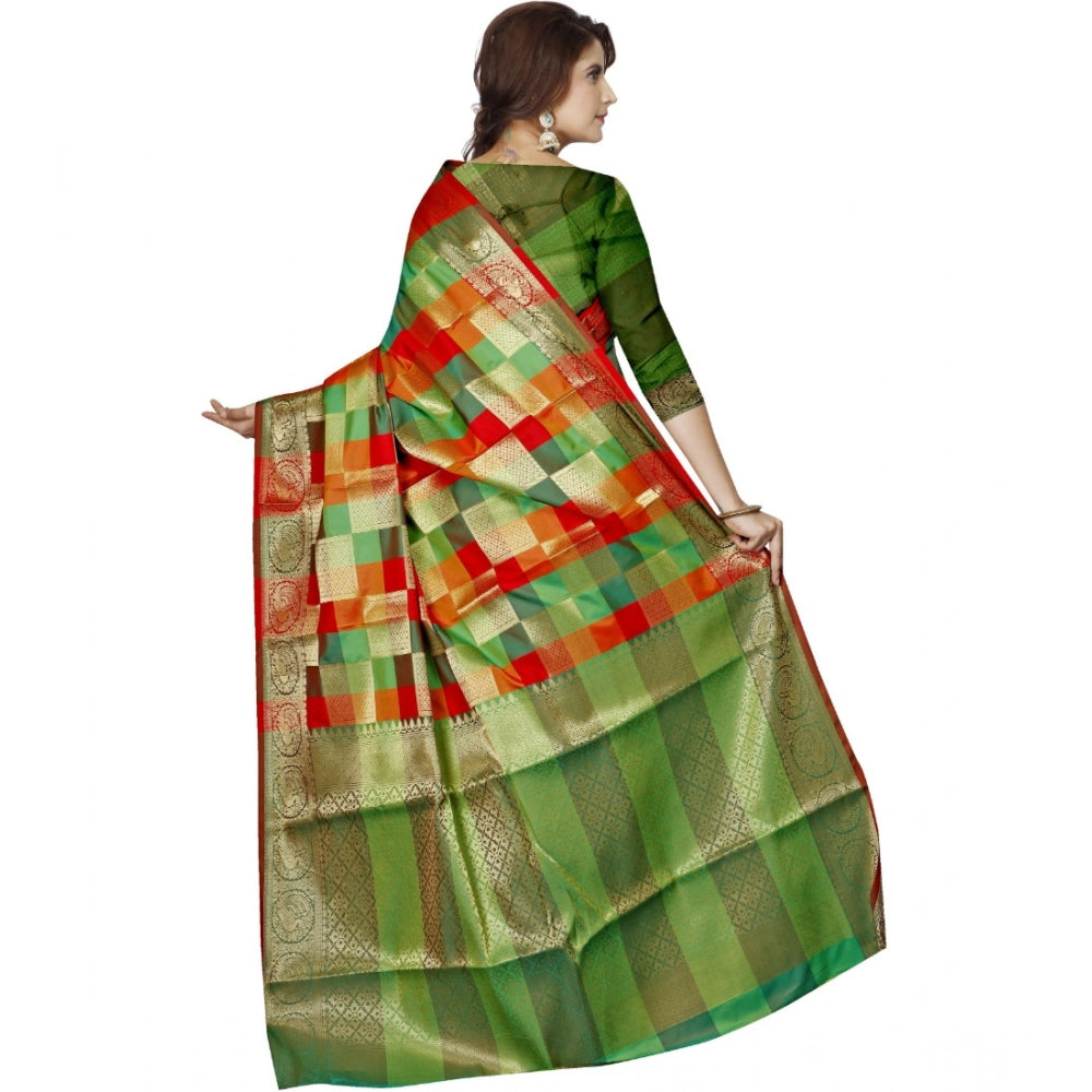 Seduva Women's Jacquard Woven Saree With Unstitched Blouse 5.5Mtr (Green)