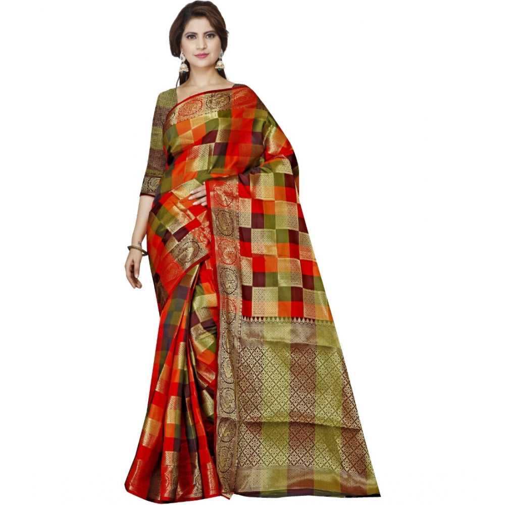 Seduva Women's Jacquard Woven Saree With Unstitched Blouse 5.5Mtr (Multicolor)