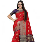 Seduva Women's Silk Blend Woven Saree With Unstitched Blouse 5.5Mtr (Purple-Red)