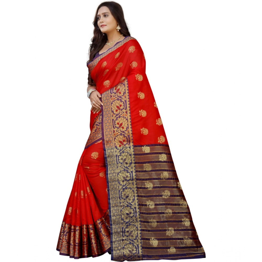Seduva Women's Silk Blend Woven Saree With Unstitched Blouse 5.5Mtr (Purple-Red)