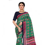 Seduva Women's Georgette Floral Print Saree With Unstitched Blouse 5.5Mtr (Green)