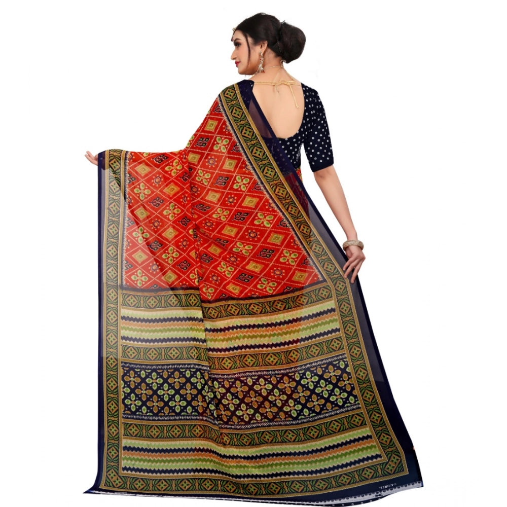 Seduva Women's Georgette Floral Print Saree With Unstitched Blouse 5.5Mtr (Multicolor)