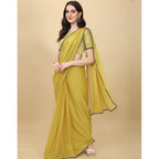 Seduva Women's Silk Blend Embellished Saree With Unstitched Blouse 5.5Mtr (Mustard)