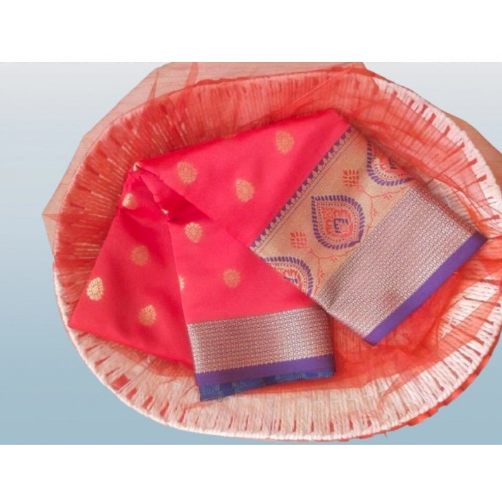 Seduva Women's Silk Blend Woven Saree With Unstitched Blouse 5.5Mtr (Red)