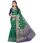 Seduva Women's Jacquard Woven Saree With Unstitched Blouse 5.5Mtr (Green)