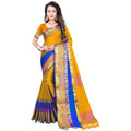 Seduva Women's Jacquard Woven Saree With Unstitched Blouse 5.5Mtr (Yellow)