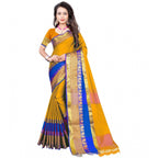 Seduva Women's Jacquard Woven Saree With Unstitched Blouse 5.5Mtr (Yellow)