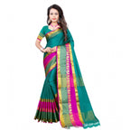 Seduva Women's Jacquard Woven Saree With Unstitched Blouse 5.5Mtr (Dark Green)