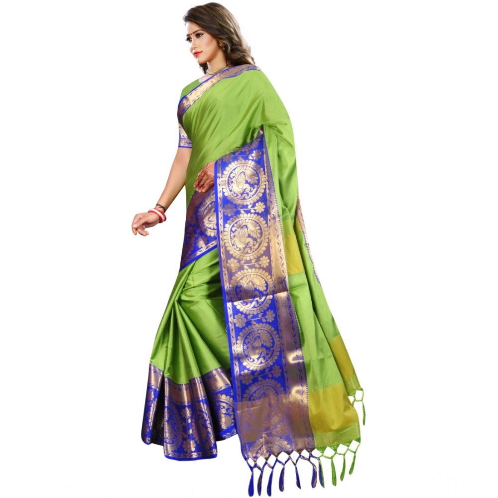 Seduva Women's Jacquard Woven Saree With Unstitched Blouse 5.5Mtr (Green)