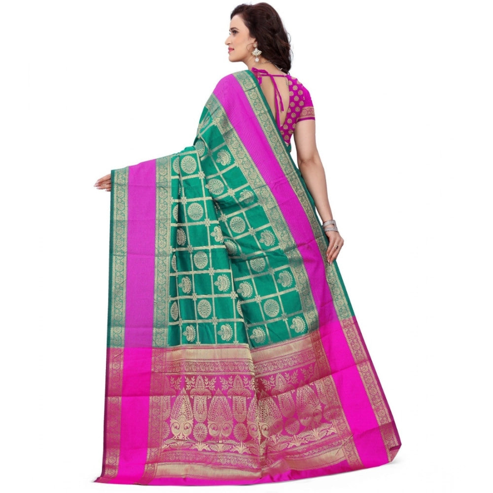 Seduva Women's Jacquard Woven Saree With Unstitched Blouse 5.5Mtr (Light Green)