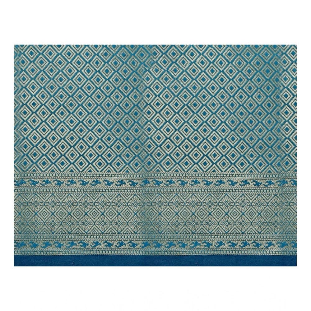 Seduva Women's Jacquard Woven Saree With Unstitched Blouse 5.5Mtr (Blue)