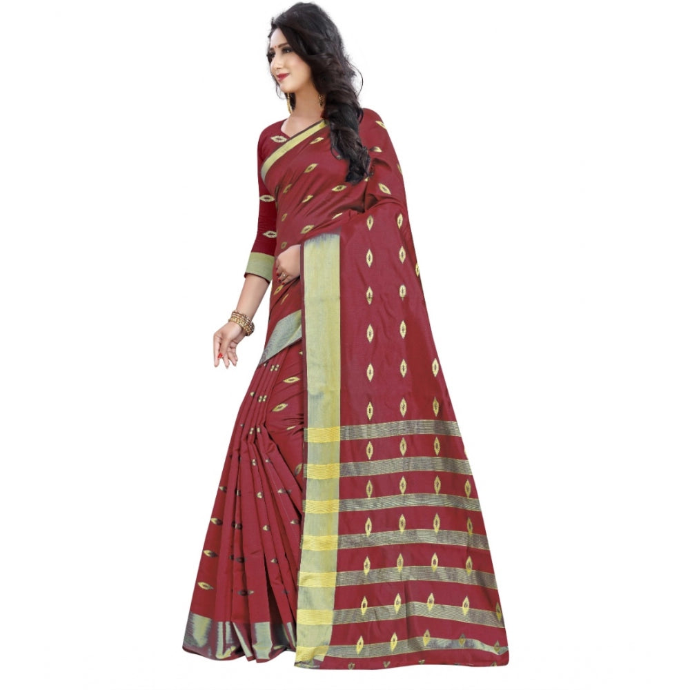 Seduva Women's Silk Blend Woven Saree With Unstitched Blouse 5.5Mtr (Red)
