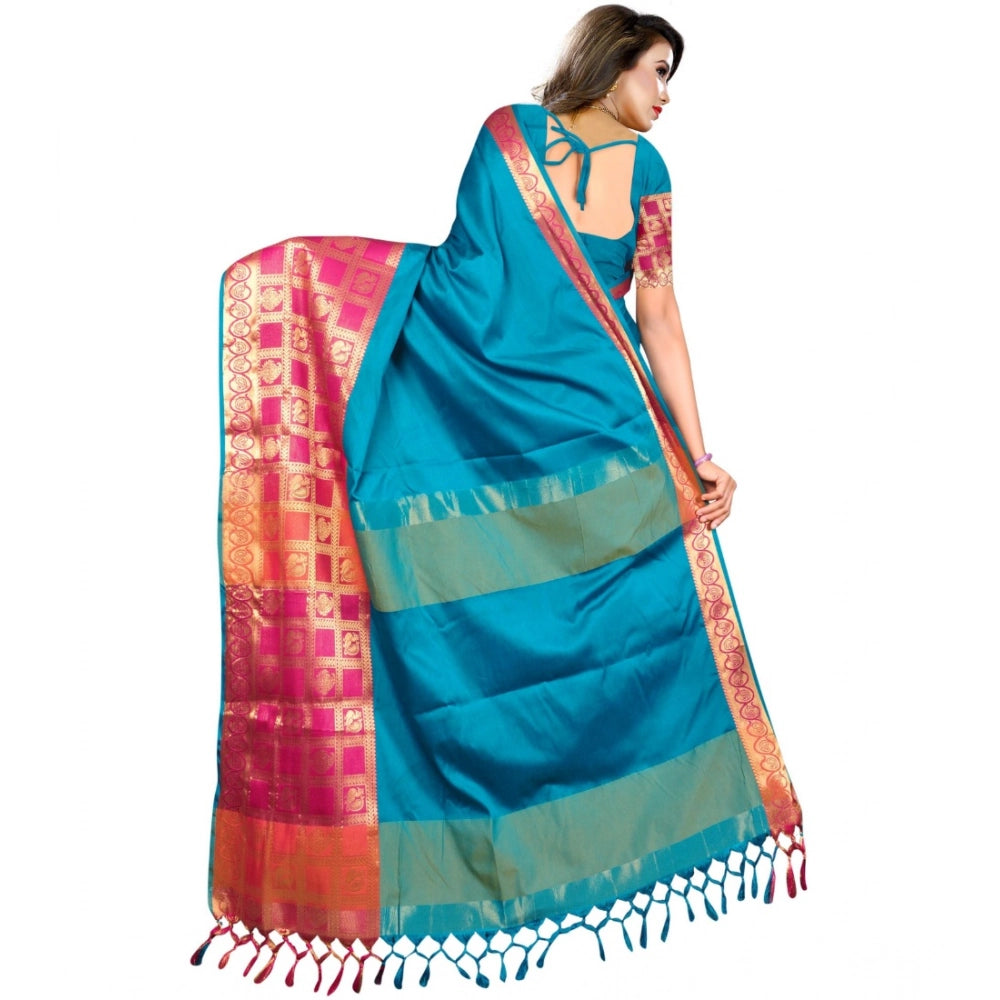 Seduva Women's Jacquard Woven Saree With Unstitched Blouse 5.5Mtr (Multicolor)