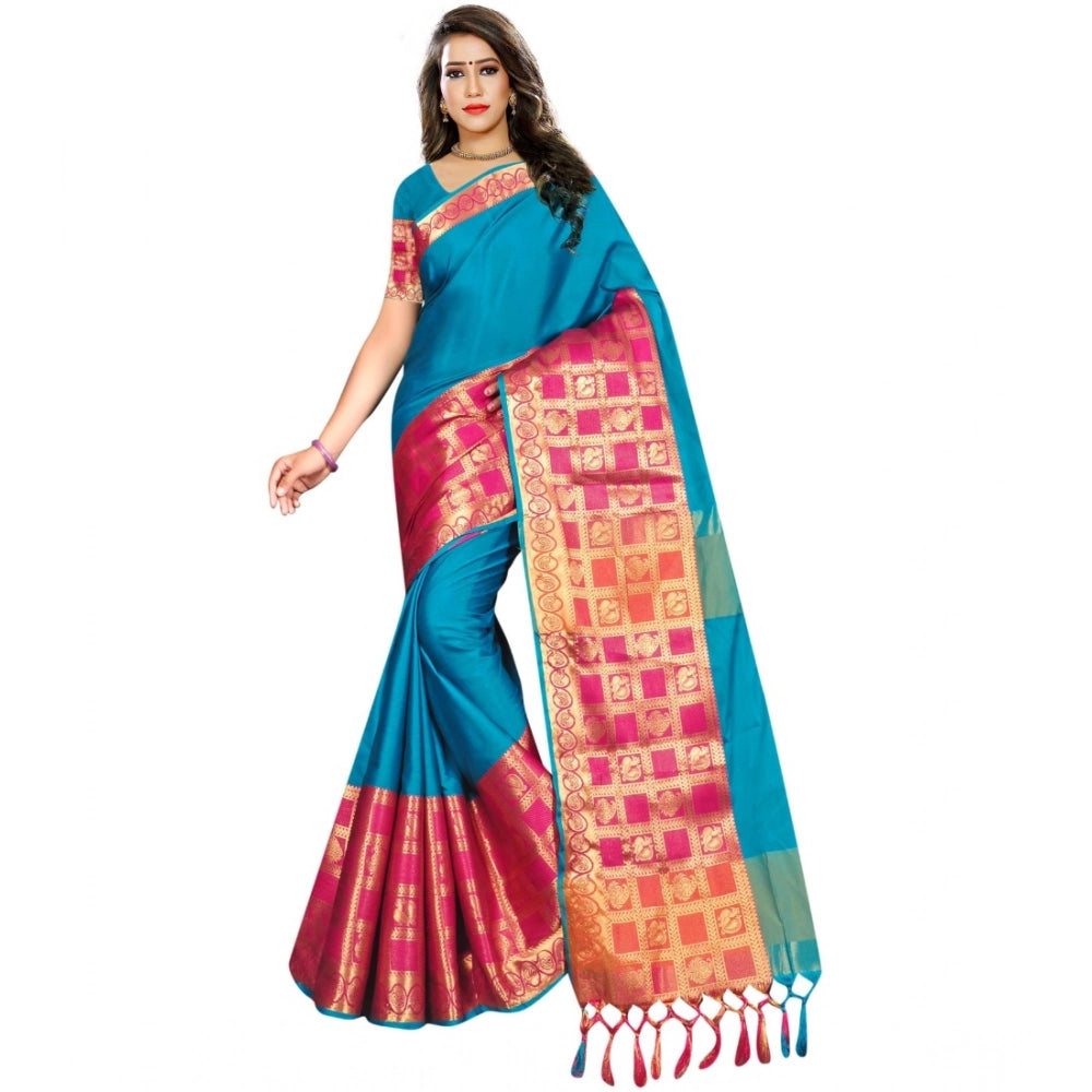 Seduva Women's Jacquard Woven Saree With Unstitched Blouse 5.5Mtr (Multicolor)