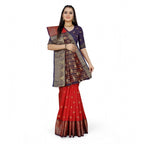 Seduva Women's Jacquard Woven Saree With Unstitched Blouse 5.5Mtr (Red)