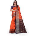 Seduva Women's Silk Blend Woven Saree With Unstitched Blouse 5.5Mtr (Orange)