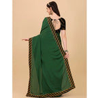 Seduva Women's Chiffon Self Design Saree With Unstitched Blouse 5.5Mtr (Green)