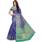 Seduva Women's Jacquard Woven Saree With Unstitched Blouse 5.5Mtr (Blue)
