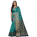 Seduva Women's Silk Blend Woven Saree With Unstitched Blouse 5.5Mtr (Dark Blue-Green)