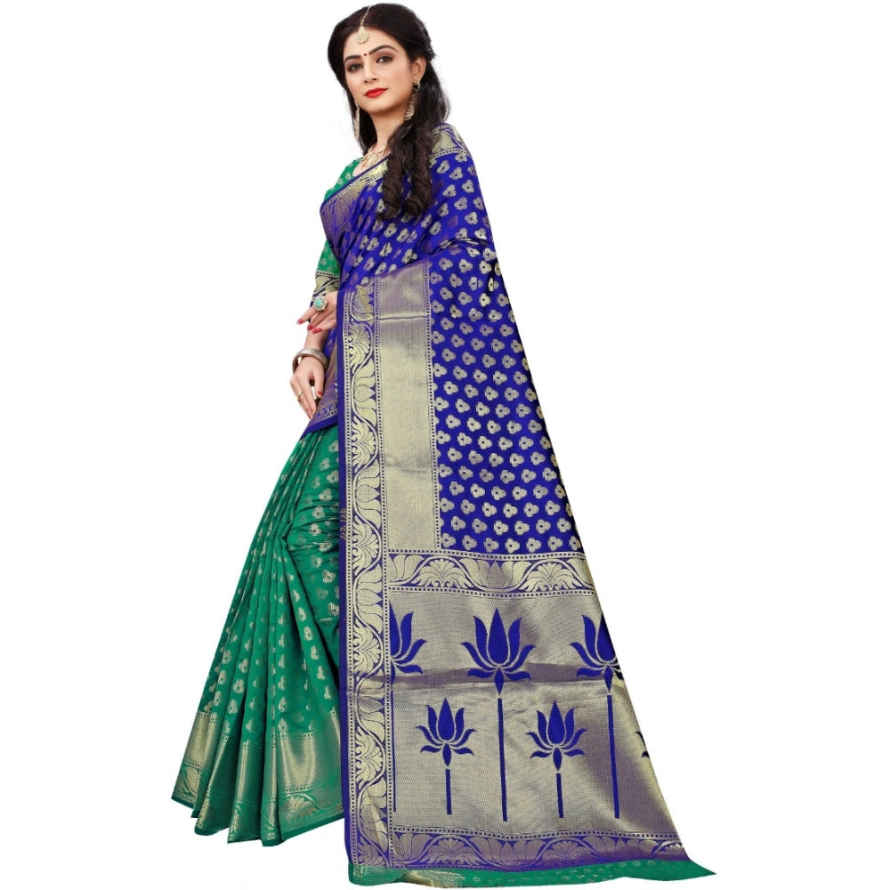 Seduva Women's Jacquard Woven Saree With Unstitched Blouse 5.5Mtr (Green)